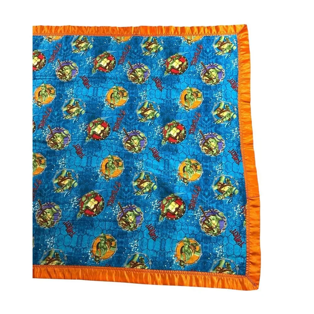 Teenage Mutant Ninja Turtles TMNT Fabric Throw Blanket 62x42 Satin Trim